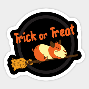 Hamster On Broom Trick Or Treat Sticker